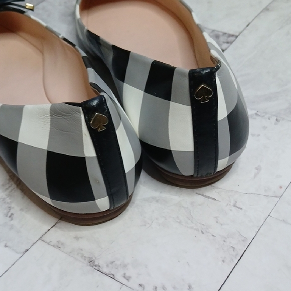 Kate Spade Monochrome Checkered Flats with Bow - Picture 3 of 6